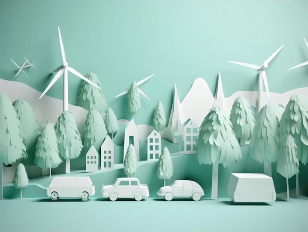 Corte de papel de energia verde e meio ambiente Generative AI