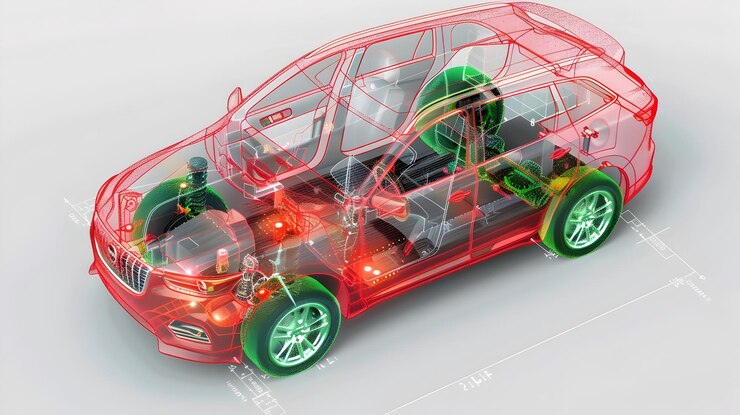 Foto un corte detallado del automóvil que muestra el sensor radar y lidar para el transporte inteligente
