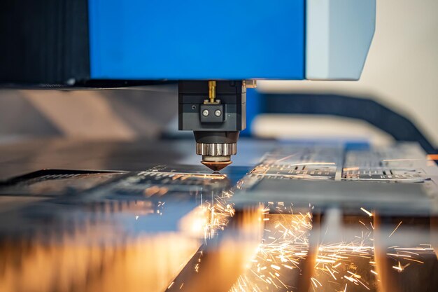 Corte por láser CNC de metal tecnología industrial moderna El corte por láser funciona dirigiendo la salida de un láser de alta potencia a través de la óptica Óptica láser y control numérico por computadora CNC