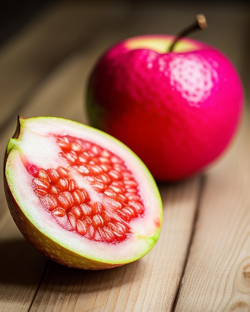 Un corte por la mitad de una fruta de dragón