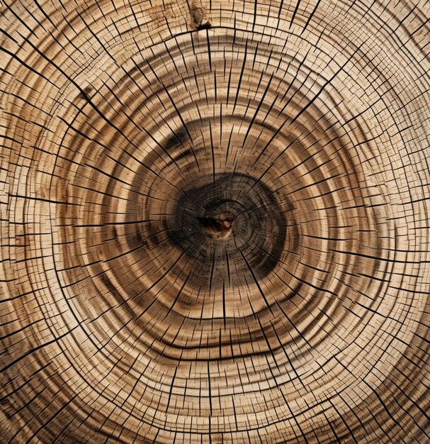 Cortes circulares en los anillos de un árbol viejo