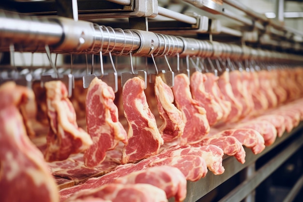 Cortes de excelência no processamento de carnes na fábrica