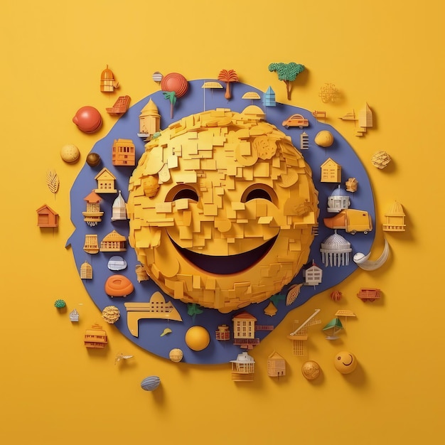 Cortes de papel expressivos, ilustrações artesanais minimalistas em 3D para comemorar o Dia Mundial do Emoji