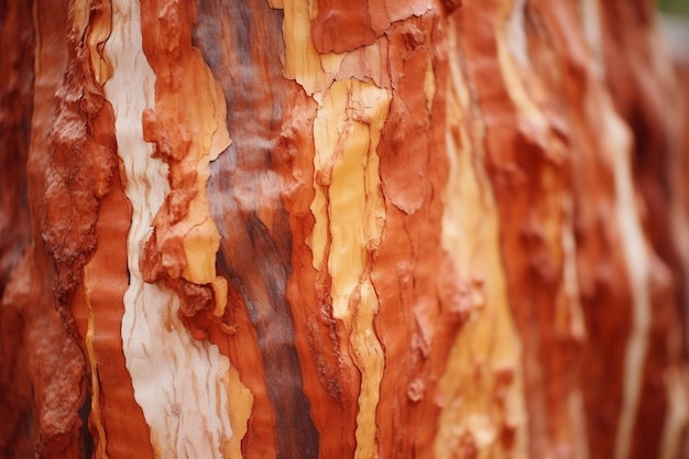 Corteza marrón de cerca en el tronco del árbol