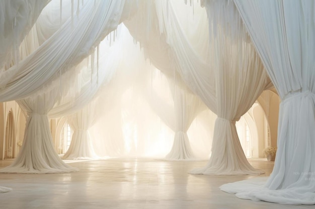 una cortina blanca con las palabras " el nombre " en ella