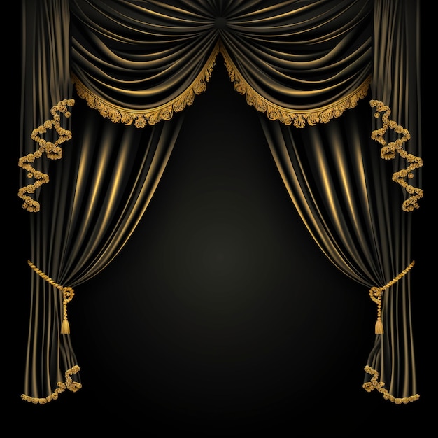 cortina de palco preto e dourado de vetor