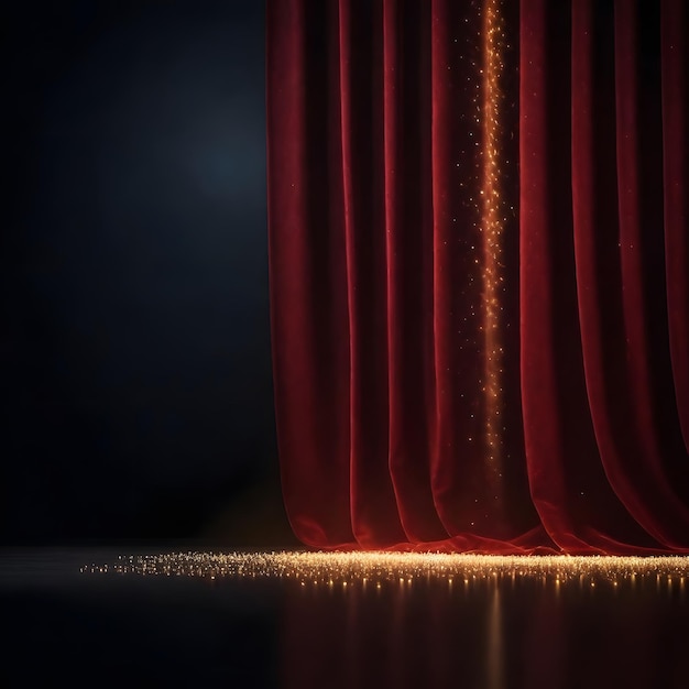 Cortina roja foco de luz teatro escenario de fondo negro decoración cortinas tela interior De