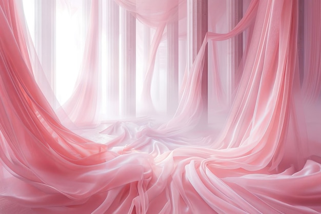 Foto una cortina rosada drapeada sobre un pilar