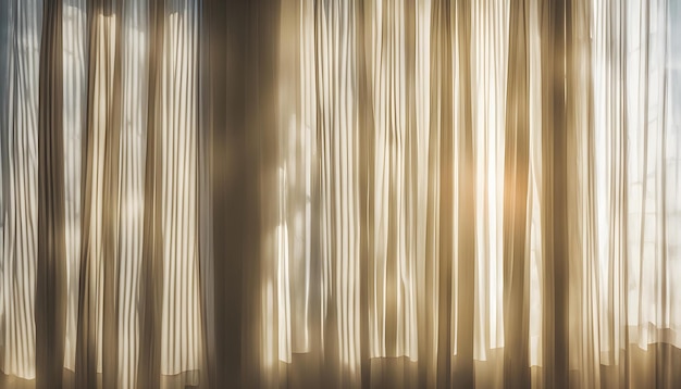 una cortina con el sol brillando a través de ella
