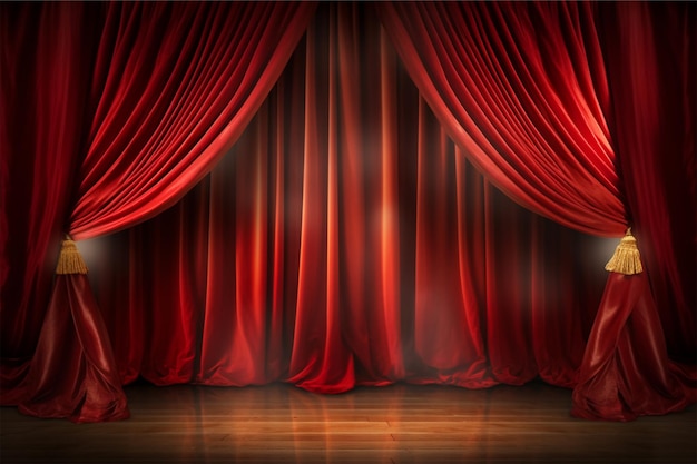 cortina teatral en tonos rojos y dorados actuación teatral salón de baile actuación de comediante