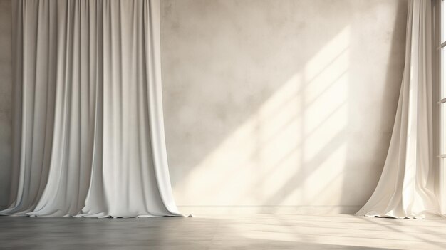 Cortinas blancas en una habitación vacía