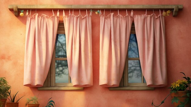 Cortinas de estilo vintage na janela da cozinha