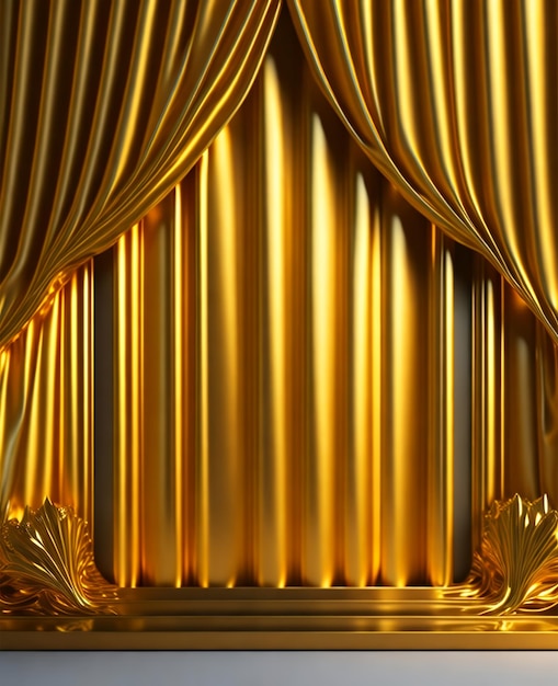 Cortinas de ouro em um teatro