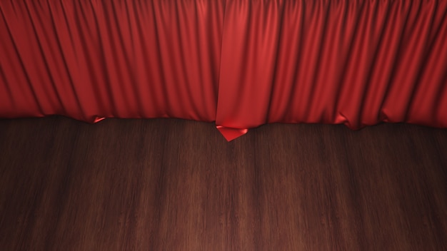 Cortinas de seda vermelha fechadas. conceito de teatro e cinema. palco de teatro, performance em público