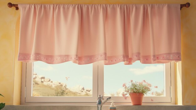 Cortinas de estilo vintage en la ventana de la cocina