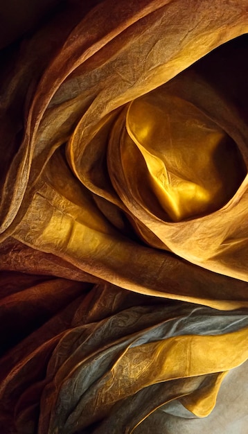 Cortinas, ilustração de trama de tecido dourado: uma representação luxuosa de arte têxtil suave e brilhante criada com tecnologia de IA generativa