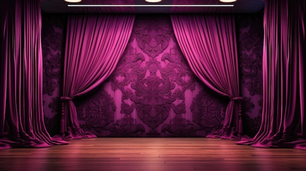 cortinas púrpuras para el escenario cortinas de terciopelo y piso de madera para el escenario
