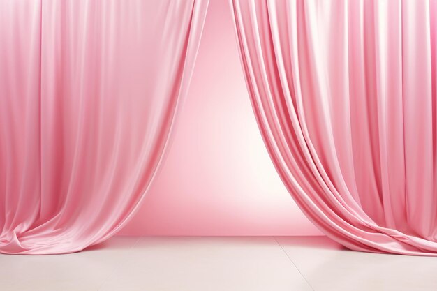 Foto cortinas de seda rosa sobre fondo rosa lujo ligero, lujo, fondo de tela elegante ilustración generativa de ia