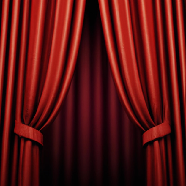 Cortinas de teatro rojas con hermosos pliegues Fondo con cortina de terciopelo