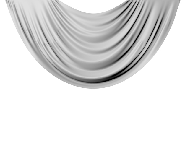 Cortinas de teatro de tela blanca sobre un fondo blanco liso Representación 3D