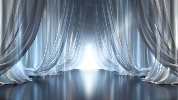 Las cortinas transparentes en el escenario crean fascinantes transiciones de escenas en capas