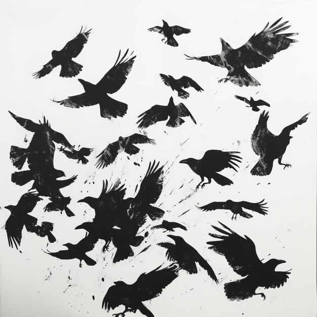 Corvo pássaro preto álbum de fotos visuais cheio de vibrações misteriosas escuras