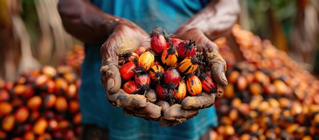 Foto la cosecha de aceite de palma en áfrica occidental