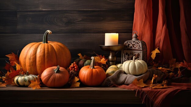 Cosecha de calabaza de otoño en una canasta.