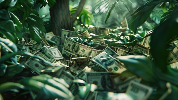 La cosecha de divisas en dólares en el árbol del dinero