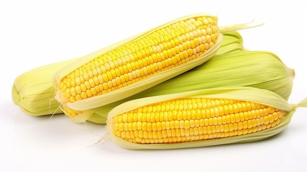 La cosecha dorada de maíz aislado sobre un fondo blanco