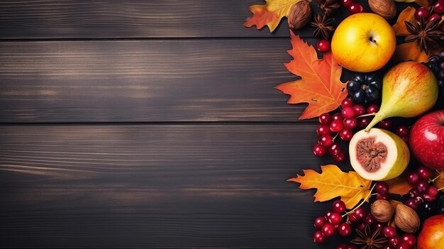 La cosecha festiva deleita a un vibrante tapiz de frutas de otoño para la celebración de Acción de Gracias