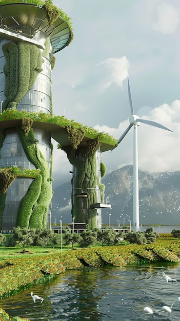 Foto la cosecha de la futura granja de bioenergía es realista