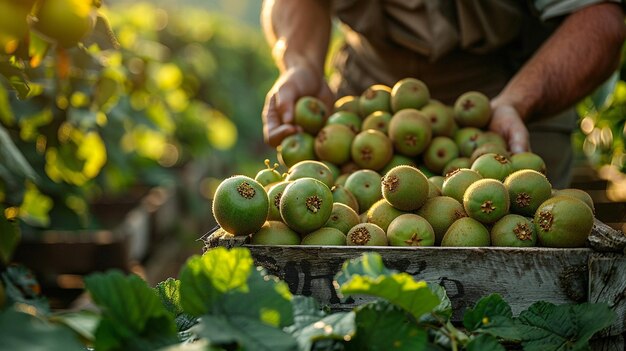 Foto la cosecha de kiwis en un huerto 169