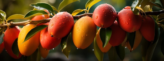 Cosecha de mango que crece en el árbol