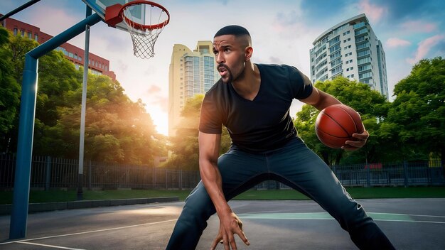 Cosecha masculina de relleno de baloncesto al aire libre