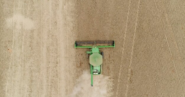 Cosecha de soja en una finca en Mato Grosso, Brasil.