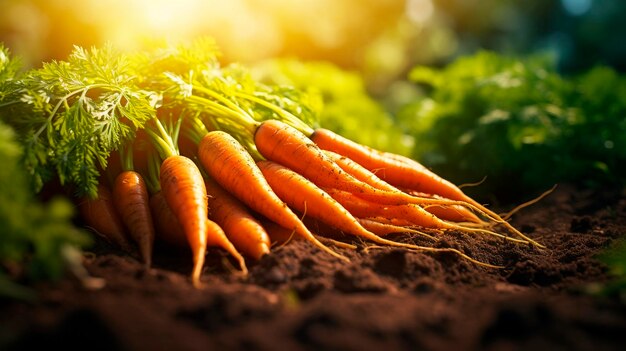 Cosecha de zanahorias en el jardín Alimentos de IA generativa