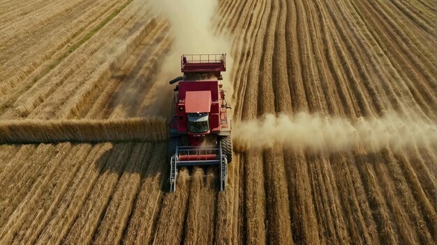 Foto una cosechadora en un campo de trigo