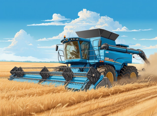 La cosechadora en un campo de trigo