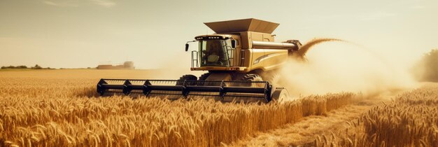 La cosechadora combina la cosecha de trigo del campo