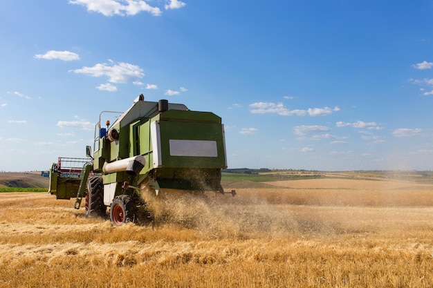 cosechadora combinada trabajando en un campo de trigo