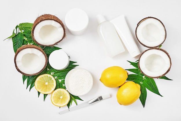 Cosmética casera ecológica natural con limón y coco