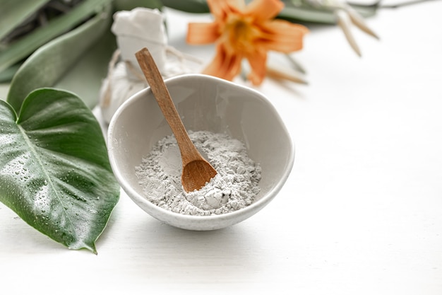 Cosmética natural para tratamientos de spa en el hogar o salón, cuidado cosmético de la piel.