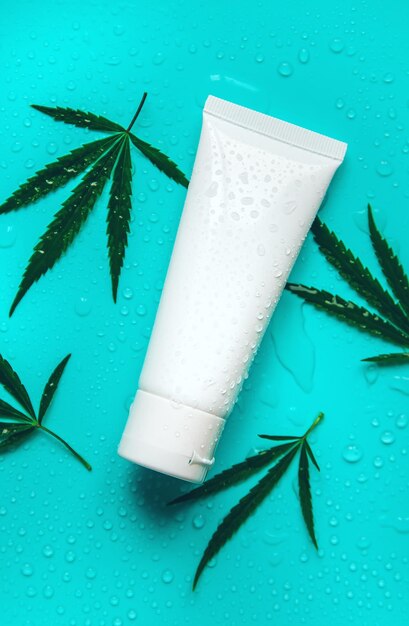 Cosméticos com extrato de cannabis natural Foco seletivo