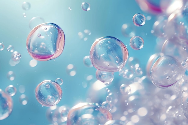 Cosméticos com fundo de bolhas e moléculas