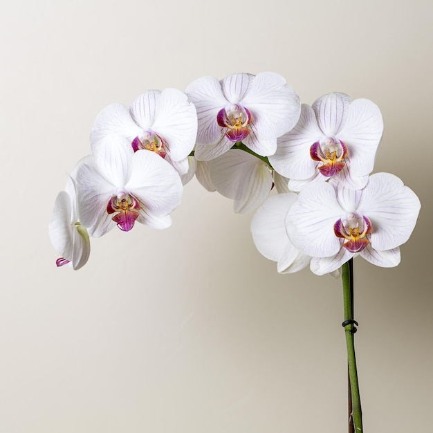 Cosméticos de flores de orquídeas blancas sobre fondo marrón