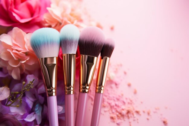 cosméticos herramientas de maquillaje y accesorios concepto de moda espacio de copia de fondo