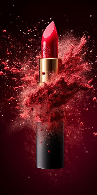 Cosméticos de lápiz labial que anuncian la textura de las rosas