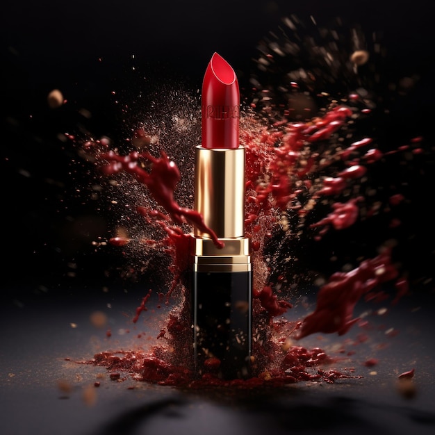 Cosméticos de lápiz labial que anuncian la textura de las rosas