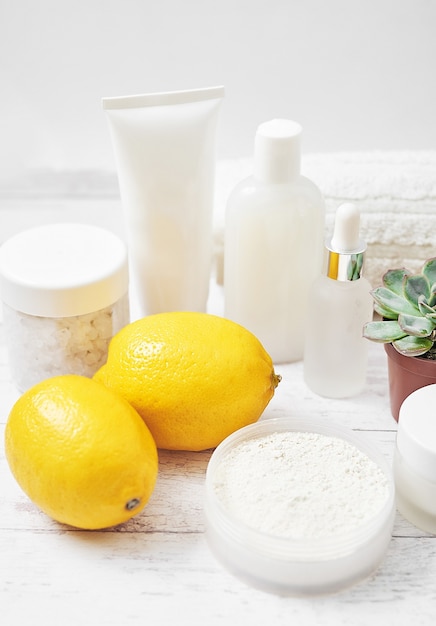 Foto cosméticos naturais orgânicos caseiros com limão